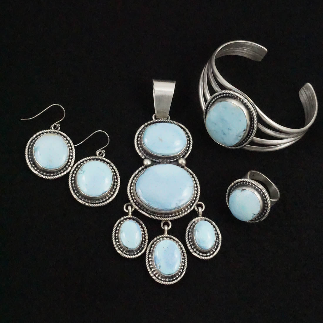 Paul Livingston Turquoise & Sterling Silver Pendant Set