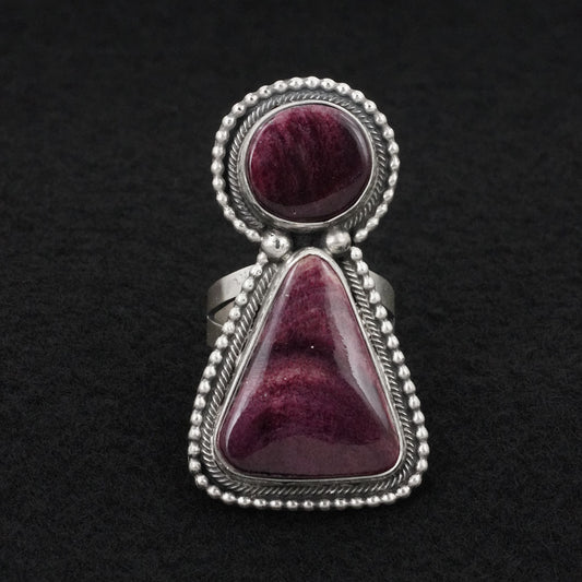 Kathleen Livingston Spiny Oyster & Sterling Silver Ring Sz. 9