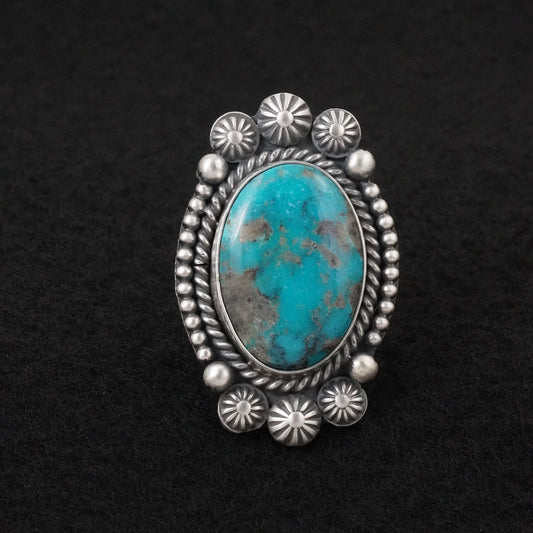 Michael Calladitto Turquoise & Sterling Silver Ring Size 9.5