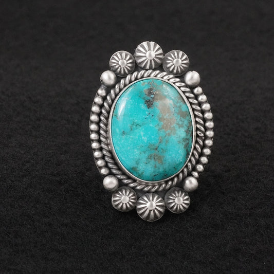 Michael Calladitto Turquoise & Sterling Silver Ring Size 9.5