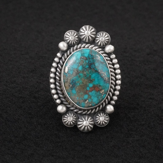 Michael Calladitto Turquoise & Sterling Silver Ring Size 8