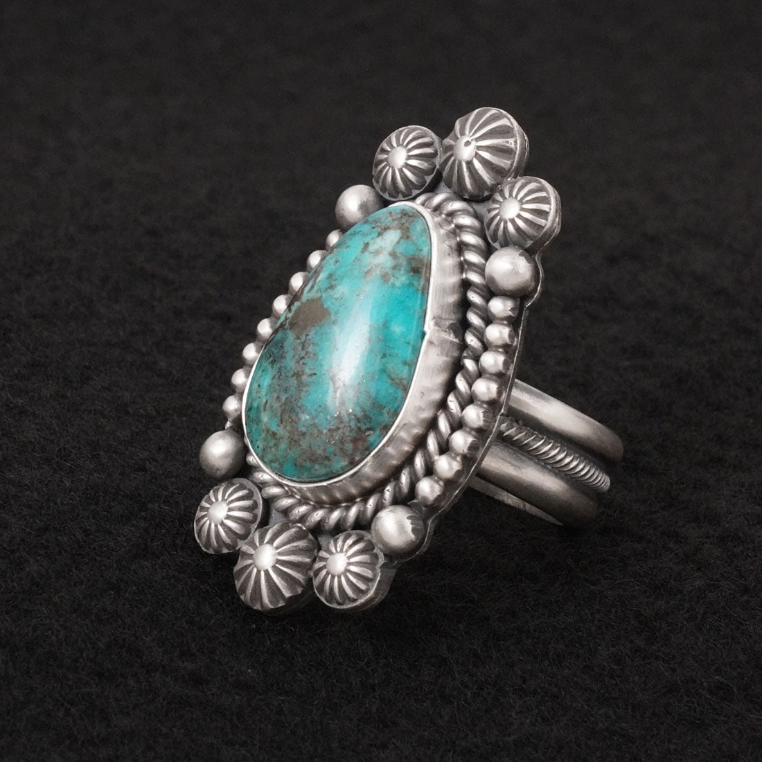 Michael Calladitto Turquoise & Sterling Silver Ring Size 8