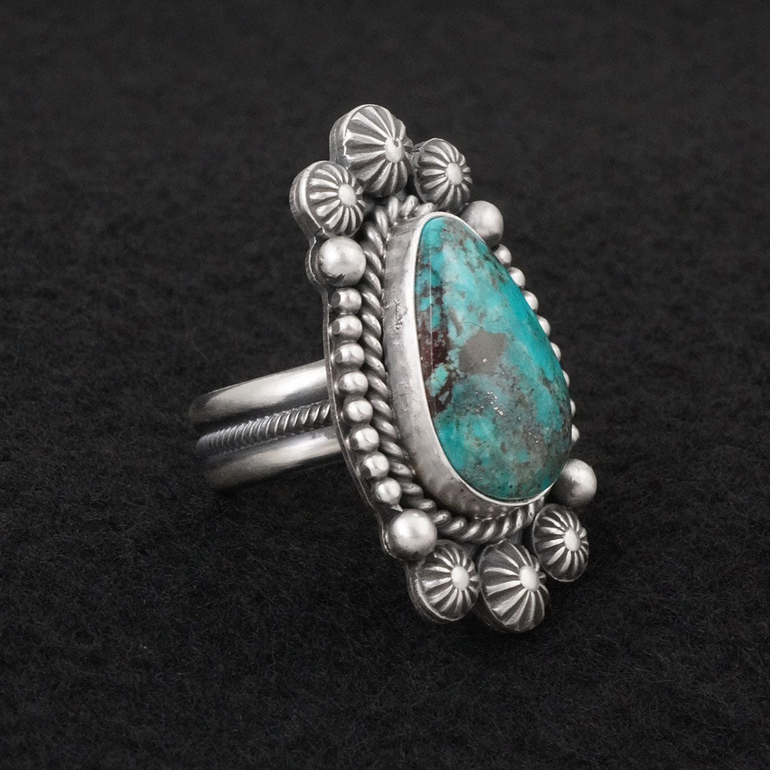 Michael Calladitto Turquoise & Sterling Silver Ring Size 8