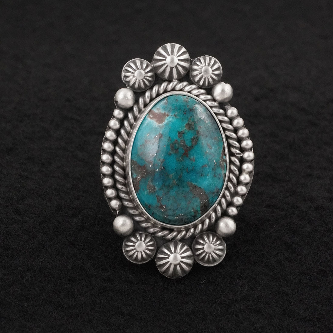 Michael Calladitto Turquoise & Sterling Silver Ring Size 10.5