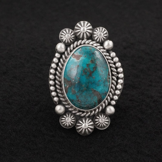 Michael Calladitto Turquoise & Sterling Silver Ring Size 10.5