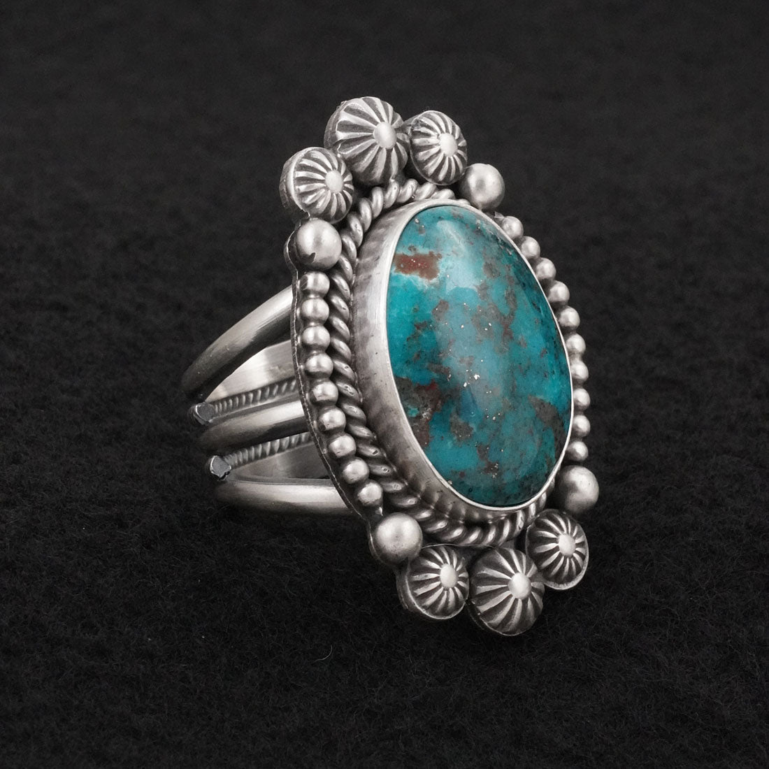Michael Calladitto Turquoise & Sterling Silver Ring Size 10.5