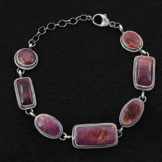 Darrin Livingston Spiny Oyster & Sterling Silver Link Bracelet