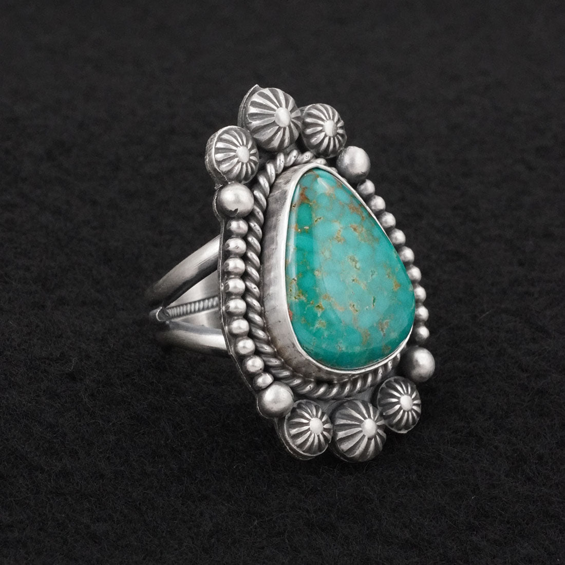 Michael Calladitto Turquoise & Sterling Silver Ring Size 8.5