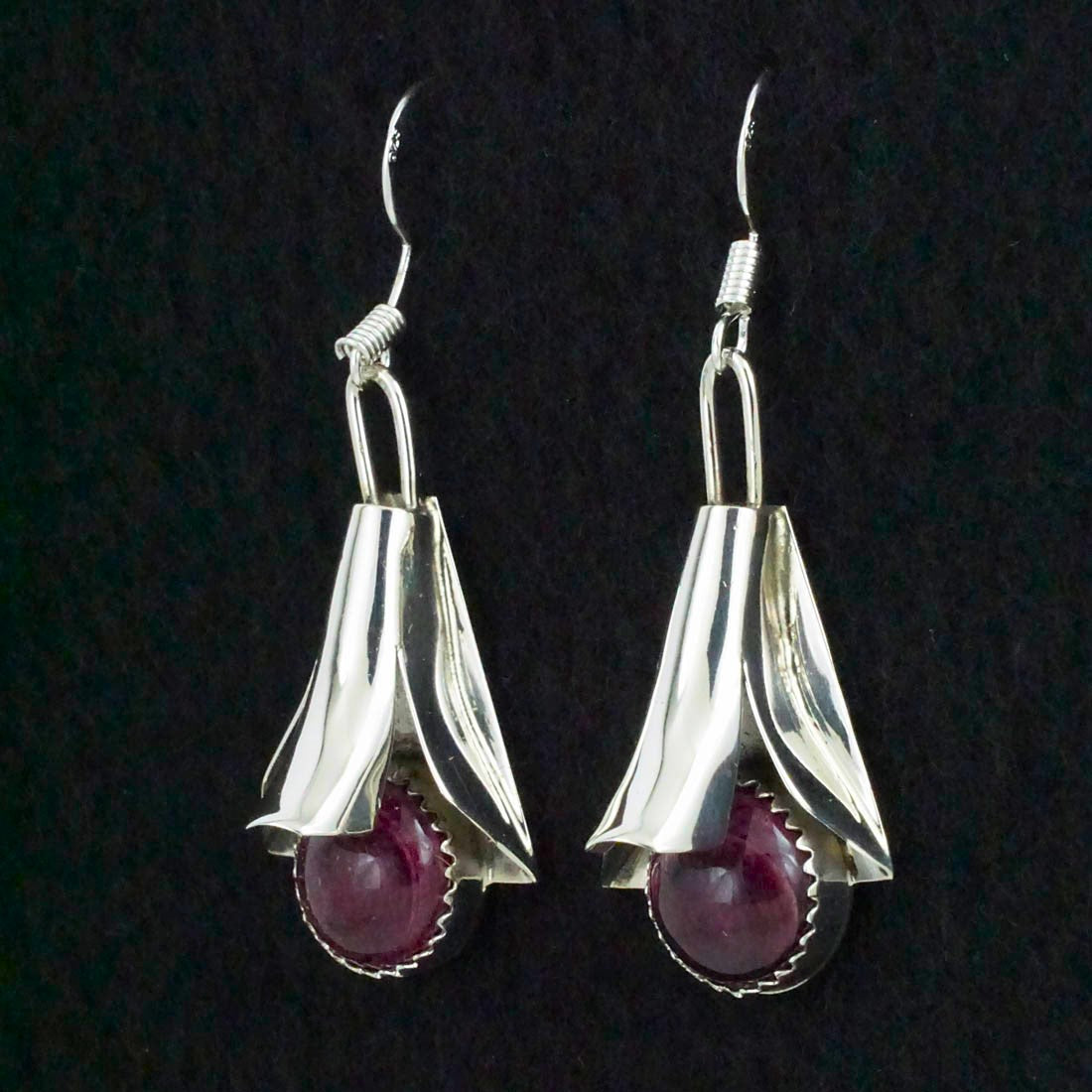 Louise Yazzie Spiny Oyster & Sterling Silver Earrings