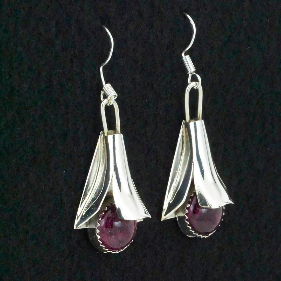 Louise Yazzie Spiny Oyster & Sterling Silver Earrings