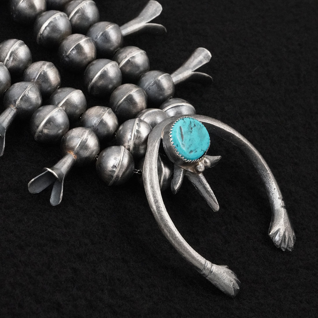 Gilbert Martin Turquoise & Sterling Silver Squash Blossom Necklace Set