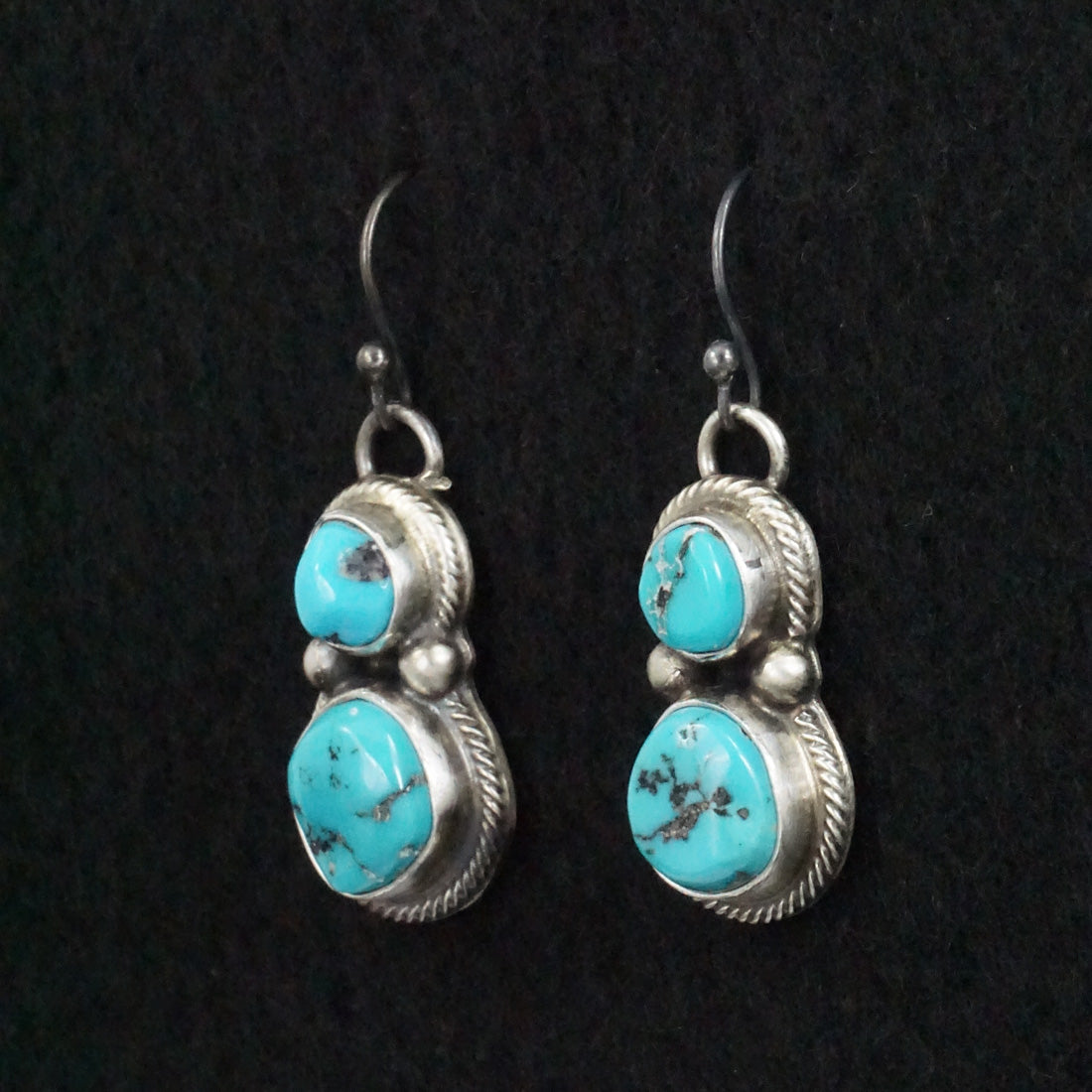 Kathleen Livingston Turquoise & Sterling Silver Squash Blossom Necklace & Earrings