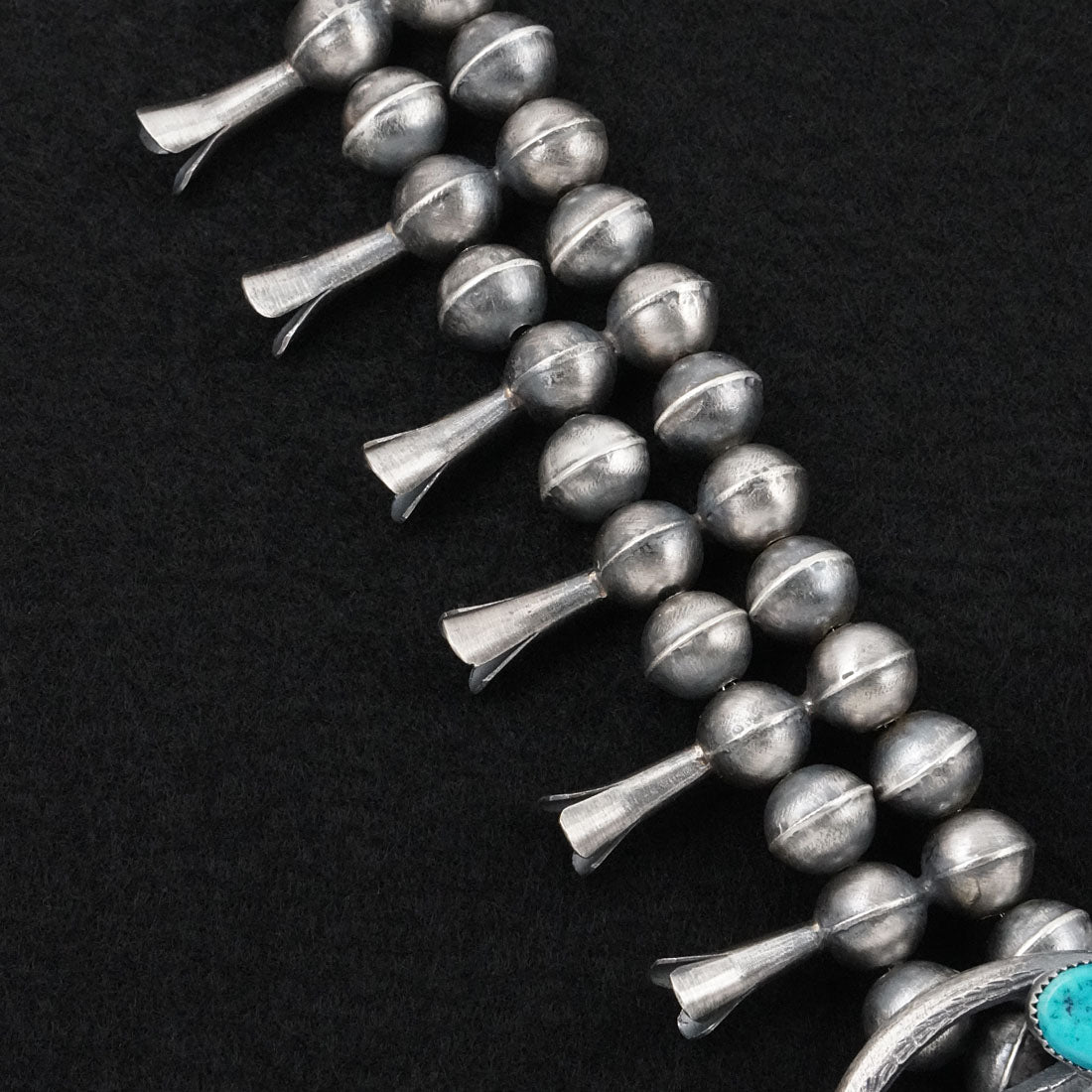 Gilbert Martin Turquoise & Sterling Silver Squash Blossom Necklace Set