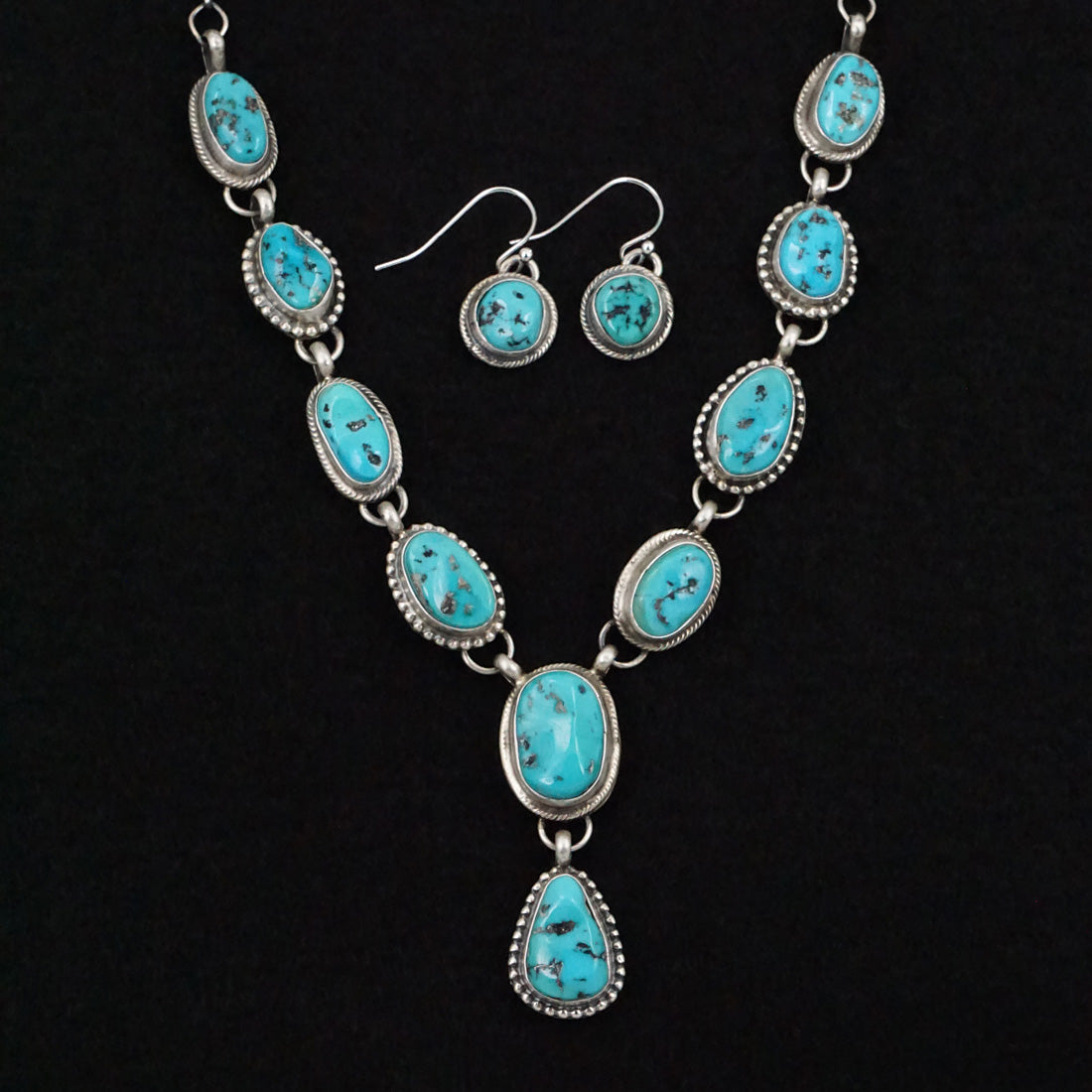 Bobby Johnson Turquoise & Sterling Silver Necklace Set