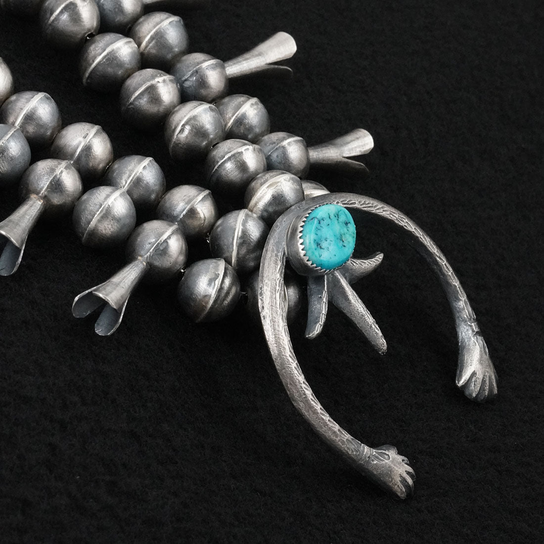 Gilbert Martin Turquoise & Sterling Silver Squash Blossom Necklace Set