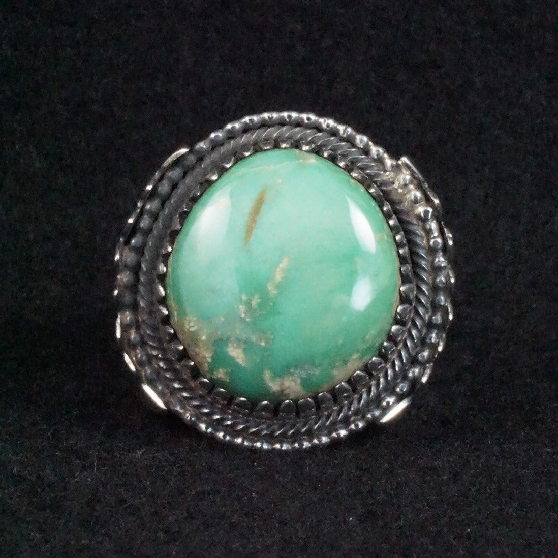 Myron Etsitty Turquoise & Sterling Silver Ring Size 11