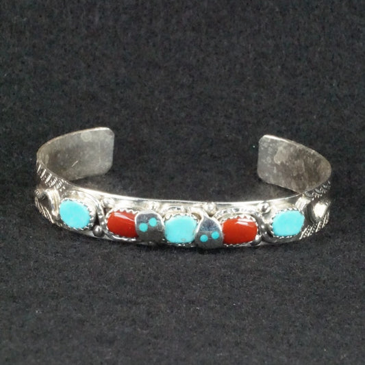 Joy Calavaza Coral, Turquoise & Sterling Silver Bracelet