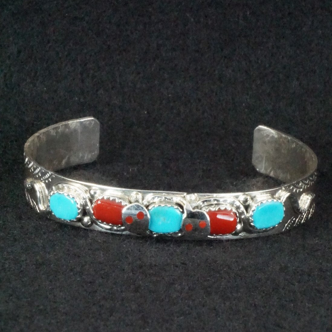 Joy Calavaza Coral, Turquoise & Sterling Silver Bracelet