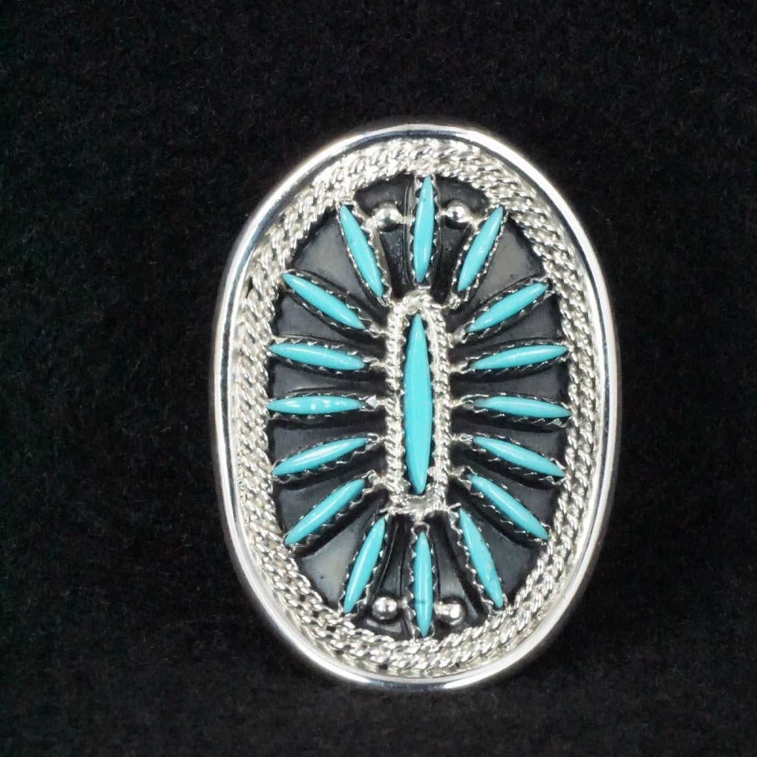 Jack Etsate Turquoise & Sterling Silver Ring Size 7.75