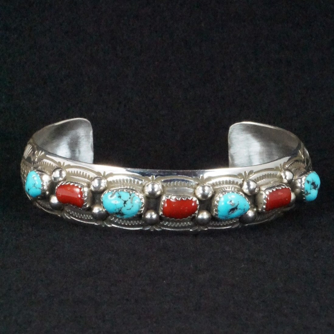 Grace Silver Coral & Turquoise Bracelet