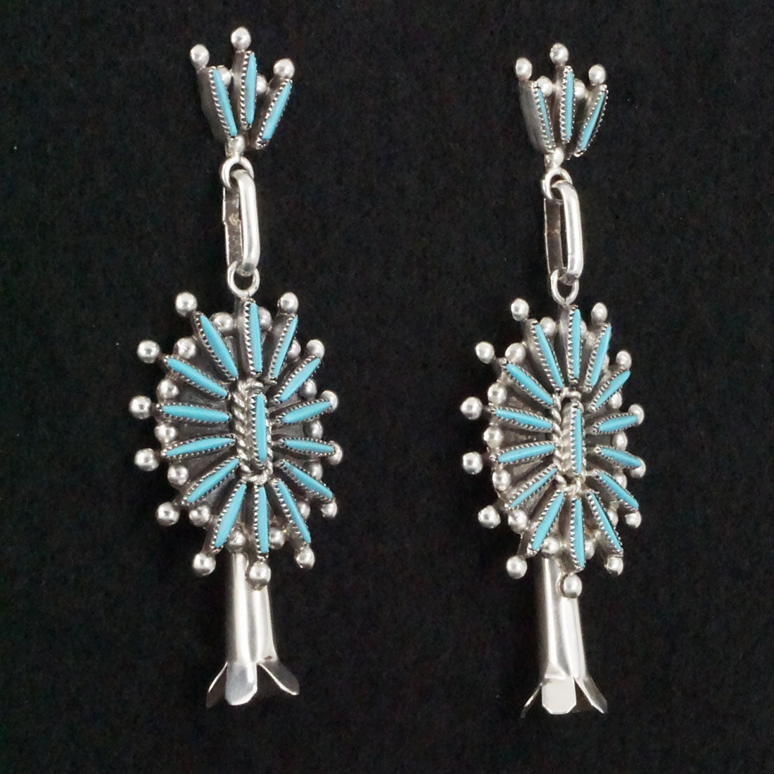 Lance and Cordelia Waatsa Turquoise Sterling Silver Earrings