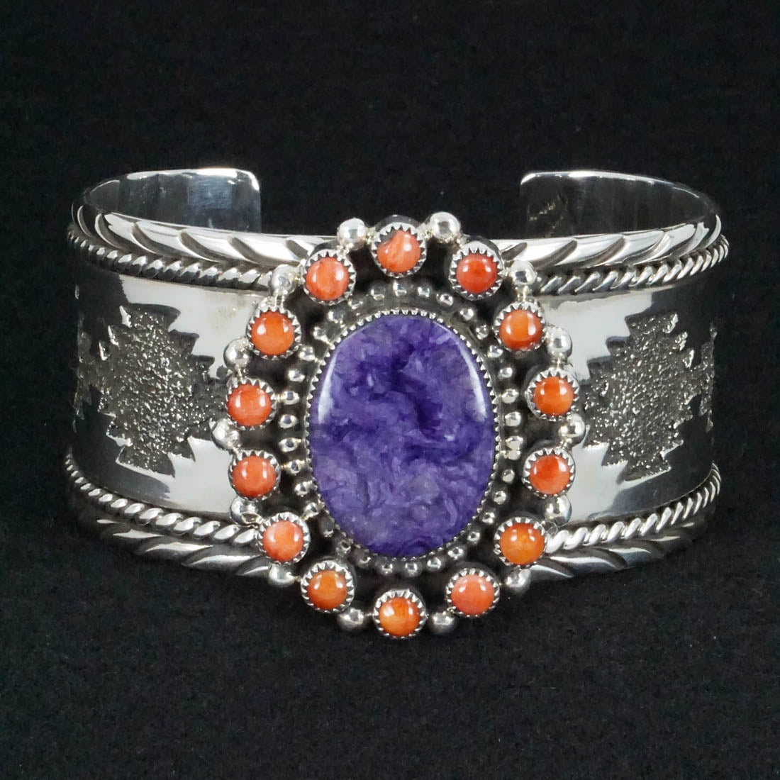 Sandra Parkett Charoite, Spiny Oyster & Sterling Silver Bracelet