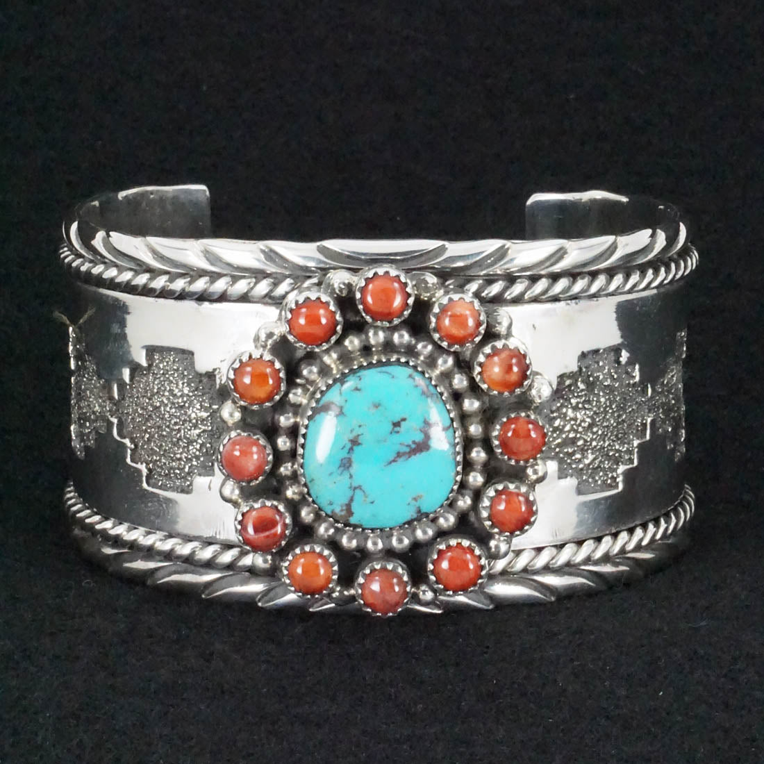 Sandra Parkett Turquoise, Spiny Oyster & Sterling Silver Bracelet