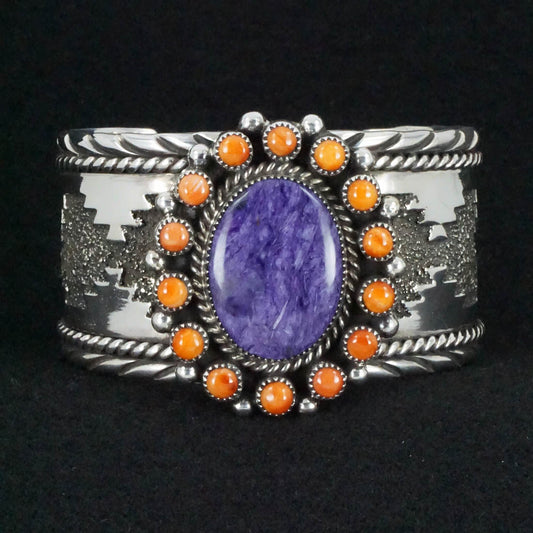 Sandra Parkett Charoite, Spiny Oyster & Sterling Silver Bracelet