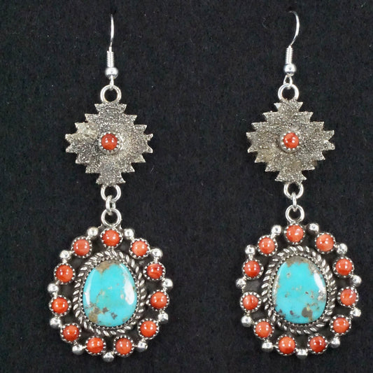 Sandra Parkett Turquoise, Spiny Oyster & Sterling Silver Earrings