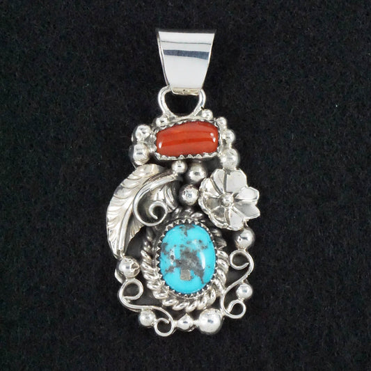 Sandra Parkett Turquoise, Coral & Sterling Silver Pendant