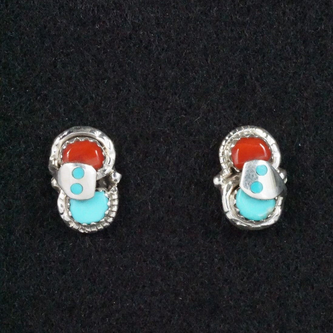 Joy Calavaza Coral, Turquoise & Sterling Silver Earrings